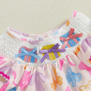 Girl's Bow Detail Smock Dress