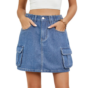 Open image in slideshow, Ladies Stylish Denim Skirt
