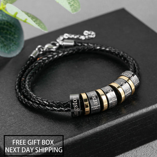 Custom Men Black Charms Bracelet Personalized