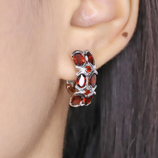 Ear cuffs Natural Garnet Gemstone Earrings